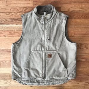 Carhartt sandstone mock neck Sherpa lines vest
